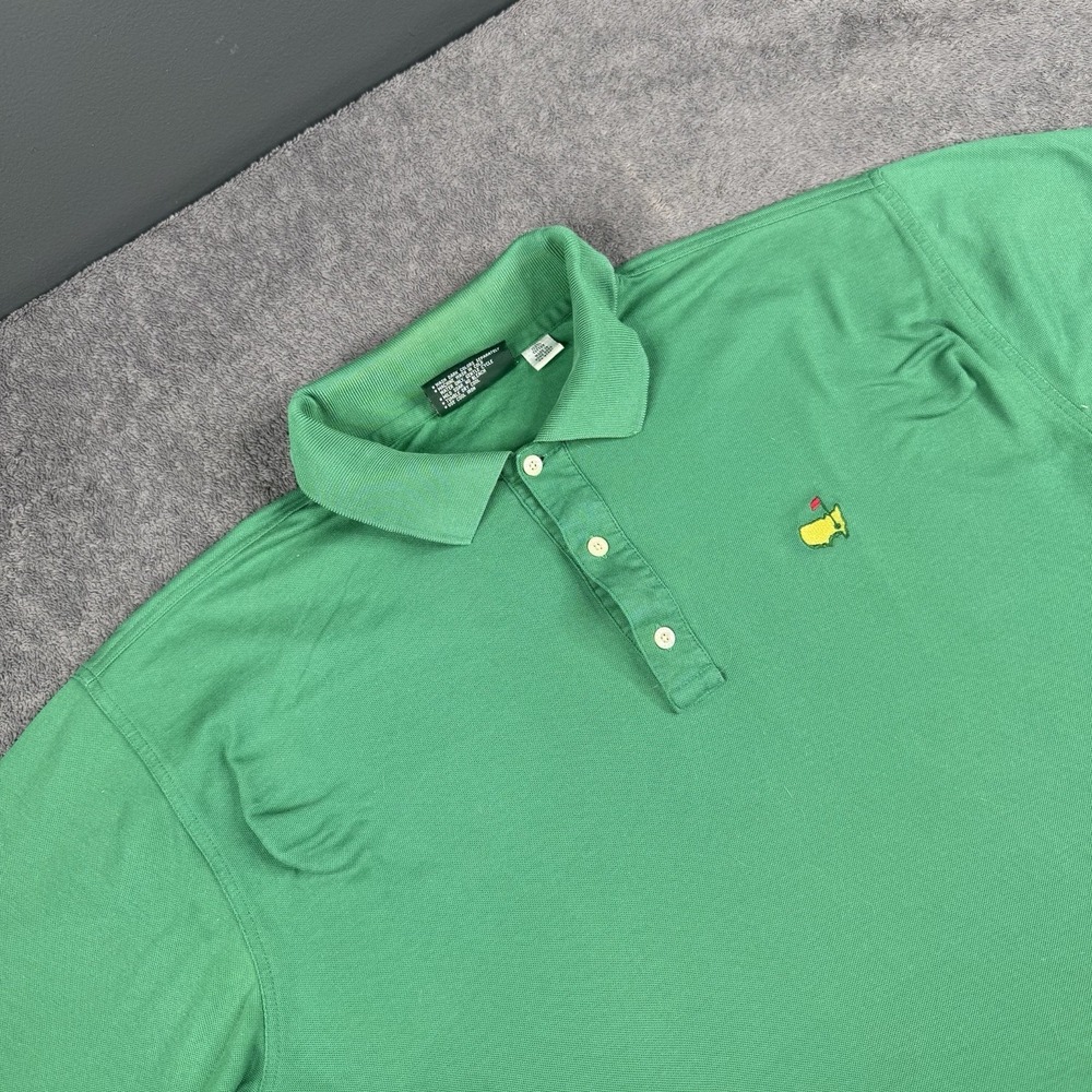 Vtg MASTERS Collection Polo Shirt Logo Green PGA L Cotton Short Sleeve Augusta